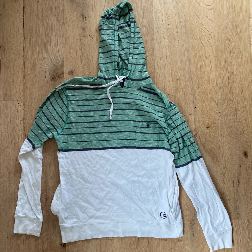 Billabong Green and White Hooded Sweatshirt